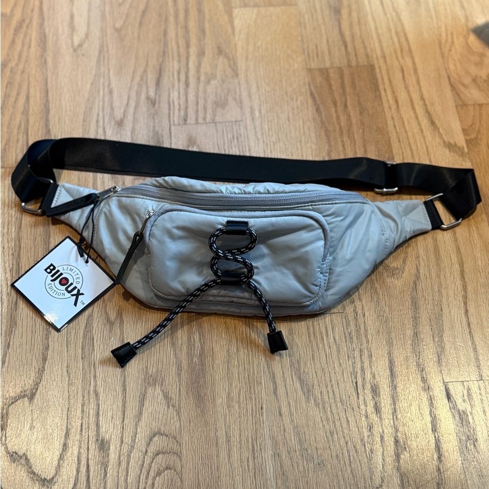 Bijoux Lightweight Sporty Puffy Belt Bag, Gray/Black, Waist Up To 60”,W Tag 12x6